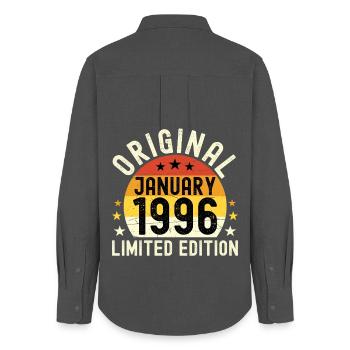 Jubiläum, Januar 1996 Limited Edition Original - Frauen Oxford Hemd - Anthrazit - Hinten - AI Model Female 172 light (172cm)