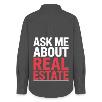 Ask Me About Real Estate - Women's Oxford Shirt - anthracite - Back - AI Model Female 172 light (172cm)