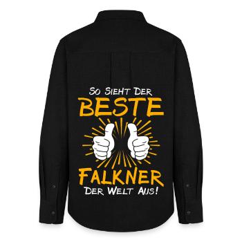 Falkner Geschenkidee - Frauen Oxford Hemd - Schwarz - Hinten - AI Model Female 172 light (172cm)