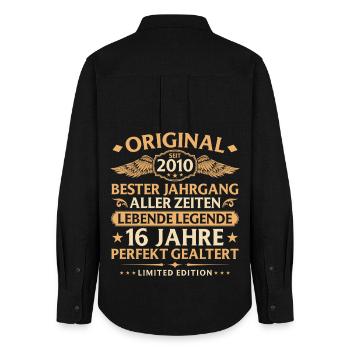 Anniversaire 2010 - 16 ans - Chemise Oxford Femme - noir - Dos - AI Model Female 172 light (172cm)