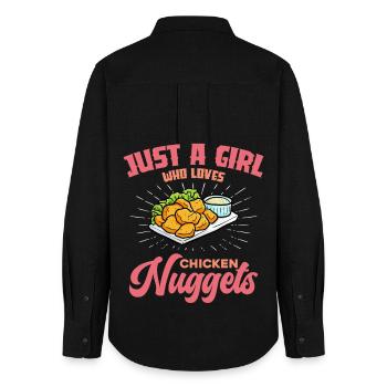 La fille adore les nuggets de poulet - Chemise Oxford Femme - noir - Dos - AI Model Female 172 light (172cm)
