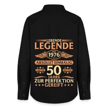 50th Birthday Absolutely Unique Vintage 1976 - Women's Oxford Shirt - black - Back - AI Model Female 172 light (172cm)
