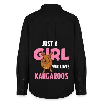 Juste une fille qui adore les kangourous - Chemise Oxford Femme - noir - Dos - AI Model Female 172 light (172cm)