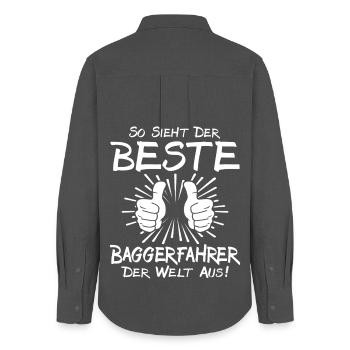 Bester Baggerfahrer - Frauen Oxford Hemd - Anthrazit - Hinten - AI Model Female 172 light (172cm)