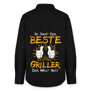 Griller Geschenkidee - Frauen Oxford Hemd - Schwarz - Hinten - AI Model Female 172 light (172cm)