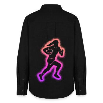 Rugby Player Kids Women Girls Rugby - Women's Oxford Shirt - black - Back - AI Model Female 172 light (172cm)