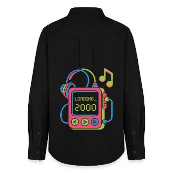 Retro MP3 Player 2000s Music Design Colorful - Women's Oxford Shirt - black - Back - AI Model Female 172 light (172cm)