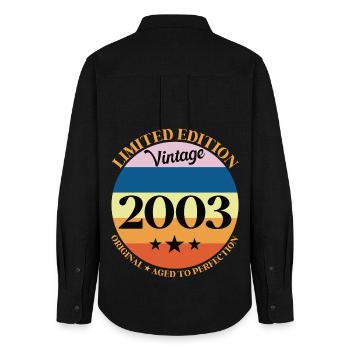 2003 Vintage Birthday Gift - Women's Oxford Shirt - black - Back - AI Model Female 172 light (172cm)