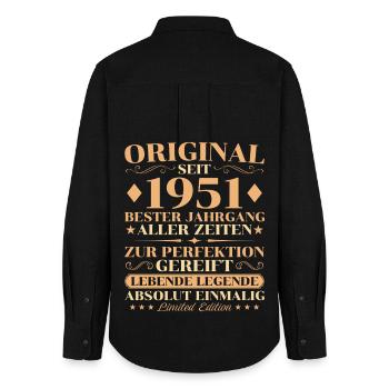 Original 1951 Vintage Birthday 75 Years - Women's Oxford Shirt - black - Back - AI Model Female 172 light (172cm)