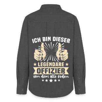 Officer Sayings - Women's Oxford Shirt - anthracite - Back - AI Model Female 172 light (172cm)
