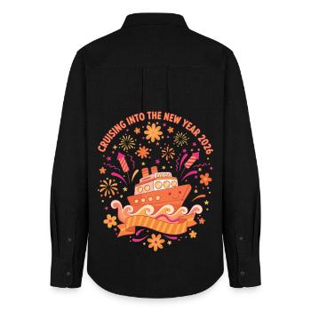 Cruising Into The New Year 2026 Fireworks - Women's Oxford Shirt - black - Back - AI Model Female 172 light (172cm)