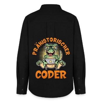 Programmation PRÉHISTORIQUE : Divertissement du CODER - Chemise Oxford Femme - noir - Dos - AI Model Female 172 light (172cm)