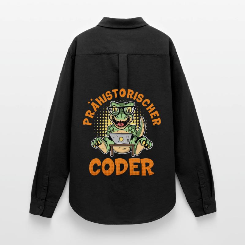 Coding PREHISTORIC CODER Fun Women's Oxford Shirt