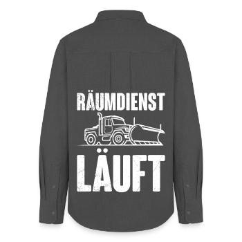 Winterdienst RÄUMDIENST LÄUFT Lustiges - Frauen Oxford Hemd - Anthrazit - Hinten - AI Model Female 172 light (172cm)