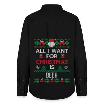 Alles, was ich zu Weihnachten will, ist Bier - Frauen Oxford Hemd - Schwarz - Hinten - AI Model Female 172 light (172cm)
