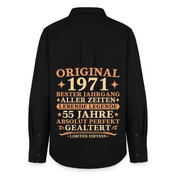 Original 1971 Year 55th Birthday Gift - Women's Oxford Shirt - black - Back - AI Model Female 172 light (172cm)