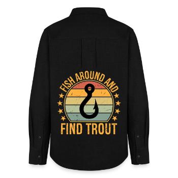 Fish Around and Find Trout - Women's Oxford Shirt - black - Back - AI Model Female 172 light (172cm)