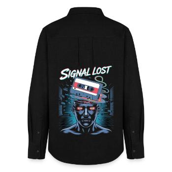Signal Lost Retro Sci-Fi Glitch Design - Women's Oxford Shirt - black - Back - AI Model Female 172 light (172cm)