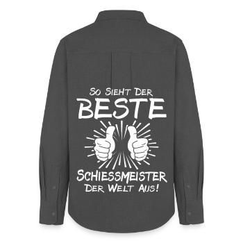 Bester Schiessmeister - Frauen Oxford Hemd - Anthrazit - Hinten - AI Model Female 172 light (172cm)