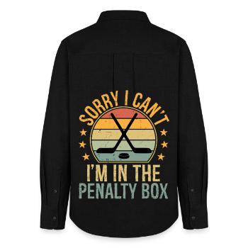 sorry I can't I'm in the penalty box - Women's Oxford Shirt - black - Back - AI Model Female 172 light (172cm)