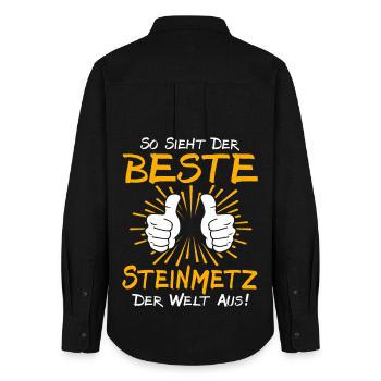 Steinmetz Geschenkidee - Frauen Oxford Hemd - Schwarz - Hinten - AI Model Female 172 light (172cm)