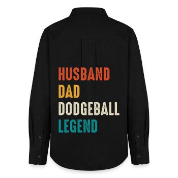 Dodgeball Legend: Husband Dad - Women's Oxford Shirt - black - Back - AI Model Female 172 light (172cm)