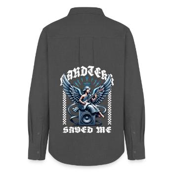 Hardtekk Saved Me Tekke East Germany - Women's Oxford Shirt - anthracite - Back - AI Model Female 172 light (172cm)