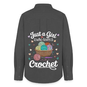 Colorful Crochet Hobby & Wool Lover - Women's Oxford Shirt - anthracite - Back - AI Model Female 172 light (172cm)