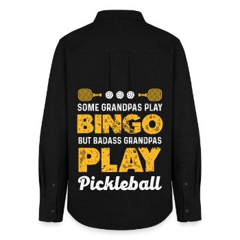 Opa spielt Pickleball – Badass Großvater - Frauen Oxford Hemd - Schwarz - Hinten - AI Model Female 172 light (172cm)