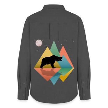 Bear In The Mountains  - Women's Oxford Shirt - anthracite - Back - AI Model Female 172 light (172cm)