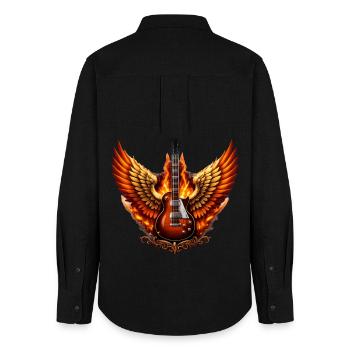 Flammende Engel Und Gitarre Rock Engel - Frauen Oxford Hemd - Schwarz - Hinten - AI Model Female 172 light (172cm)
