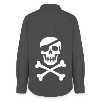 Klassischer Jolly Roger Piraten Totenkopf - Frauen Oxford Hemd - Anthrazit - Hinten - AI Model Female 172 light (172cm)