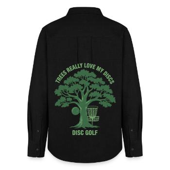 Les arbres adorent vraiment mes disques disc golf disque drôle - Chemise Oxford Femme - noir - Dos - AI Model Female 172 light (172cm)