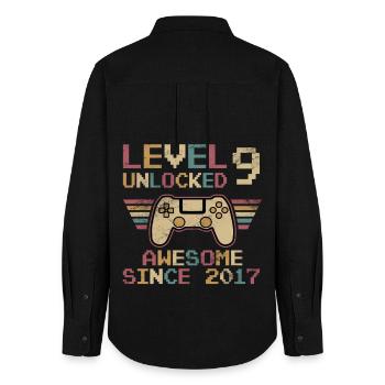 LEVEL 9 UNLOCKED 9TH BIRTHDAY GAMER - Women's Oxford Shirt - black - Back - AI Model Female 172 light (172cm)