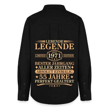 Anniversaire : né en 1971, 55 ans - Chemise Oxford Femme - noir - Dos - AI Model Female 172 light (172cm)