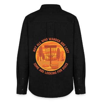 Disc Golf Not All Who Wander Are Lost - Women's Oxford Shirt - black - Back - AI Model Female 172 light (172cm)
