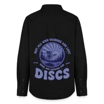Not All Who Wander Are Lost Looking For Disc Golf - Women's Oxford Shirt - black - Back - AI Model Female 172 light (172cm)