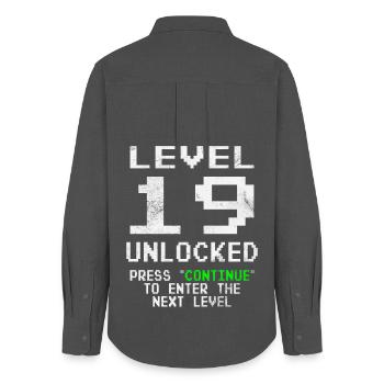 Gamer Level 19 Unlocked - Gaming - Frauen Oxford Hemd - Anthrazit - Hinten - AI Model Female 172 light (172cm)
