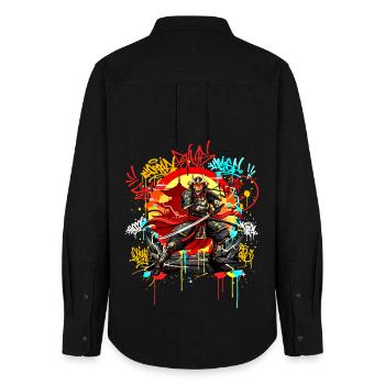 Urban Samurai Streetart Graffiti Japan Style - Frauen Oxford Hemd - Schwarz - Hinten - AI Model Female 172 light (172cm)