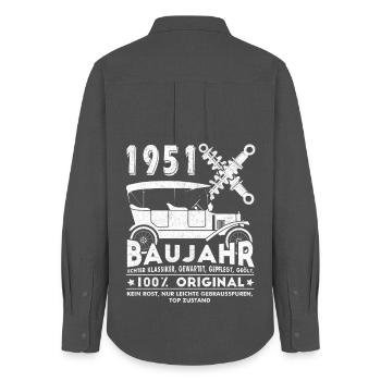 75th Birthday 75 Years 1951 Gift - Women's Oxford Shirt - anthracite - Back - AI Model Female 172 light (172cm)