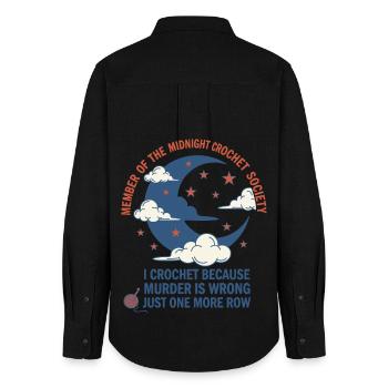 Midnight Crochet Society I Crochet Because Murder - Women's Oxford Shirt - black - Back - AI Model Female 172 light (172cm)