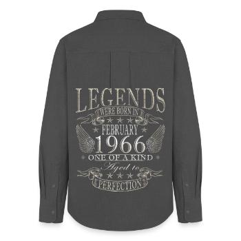 Anniversaire février 1966 Cadeau Vintage Limited - Chemise Oxford Femme - charbon - Dos - AI Model Female 172 light (172cm)