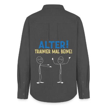 Strichmännchen ALTER TRAINIER MAL BEINE Lustiges - Frauen Oxford Hemd - Anthrazit - Hinten - AI Model Female 172 light (172cm)
