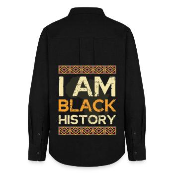 I Am Black History - Frauen Oxford Hemd - Schwarz - Hinten - AI Model Female 172 light (172cm)