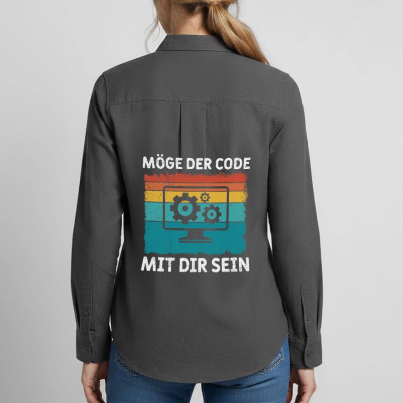 Nerd Computer MAY THE CODE BE WITH YOU FUNNY Women's Oxford Shirt