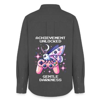 Douce obscurité déverrouillée | Goth doux - Chemise Oxford Femme - charbon - Dos - AI Model Female 172 light (172cm)
