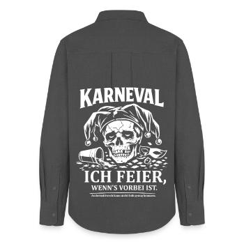 Anti Karneval - Frauen Oxford Hemd - Anthrazit - Hinten - AI Model Female 172 light (172cm)