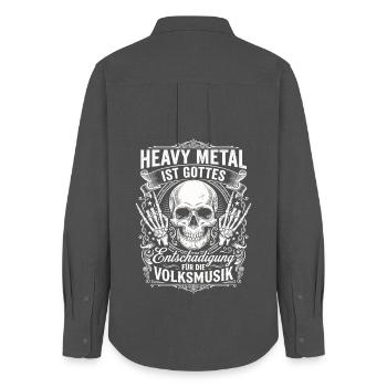 Heavy Metal God's Compensation Folk Music Design - Women's Oxford Shirt - anthracite - Back - AI Model Female 172 light (172cm)