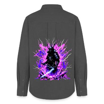 Cyber Samurai – Synthwave Katana Spirit - Women's Oxford Shirt - anthracite - Back - AI Model Female 172 light (172cm)