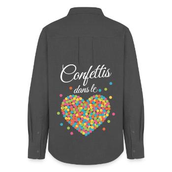 Cœur de Confettis Festif - Chemise Oxford Femme - charbon - Dos - AI Model Female 172 light (172cm)
